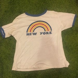 New York Rainbow Velvet Ringer T-Shirt